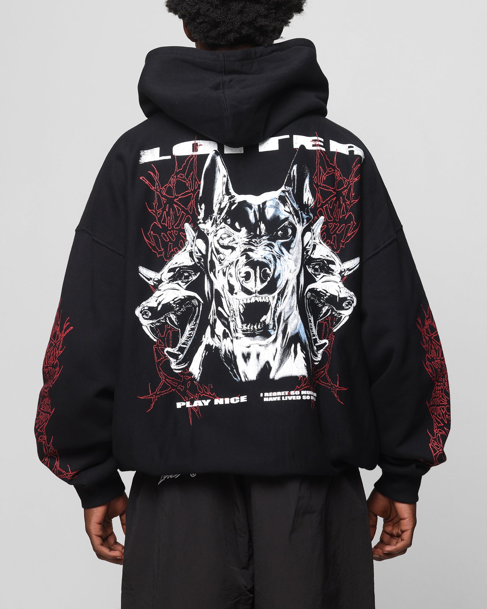 Loiter Chrome Dogs Vintage Hoodie Black | Culture Kings US