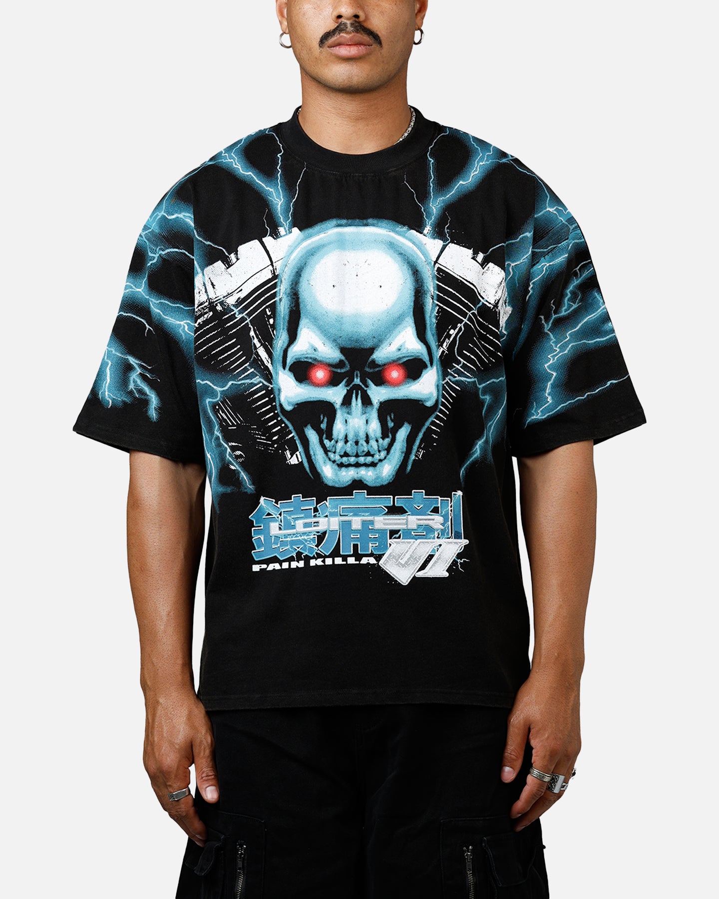 Loiter Greaser Vintage T-Shirt Black/Blue | Culture Kings US