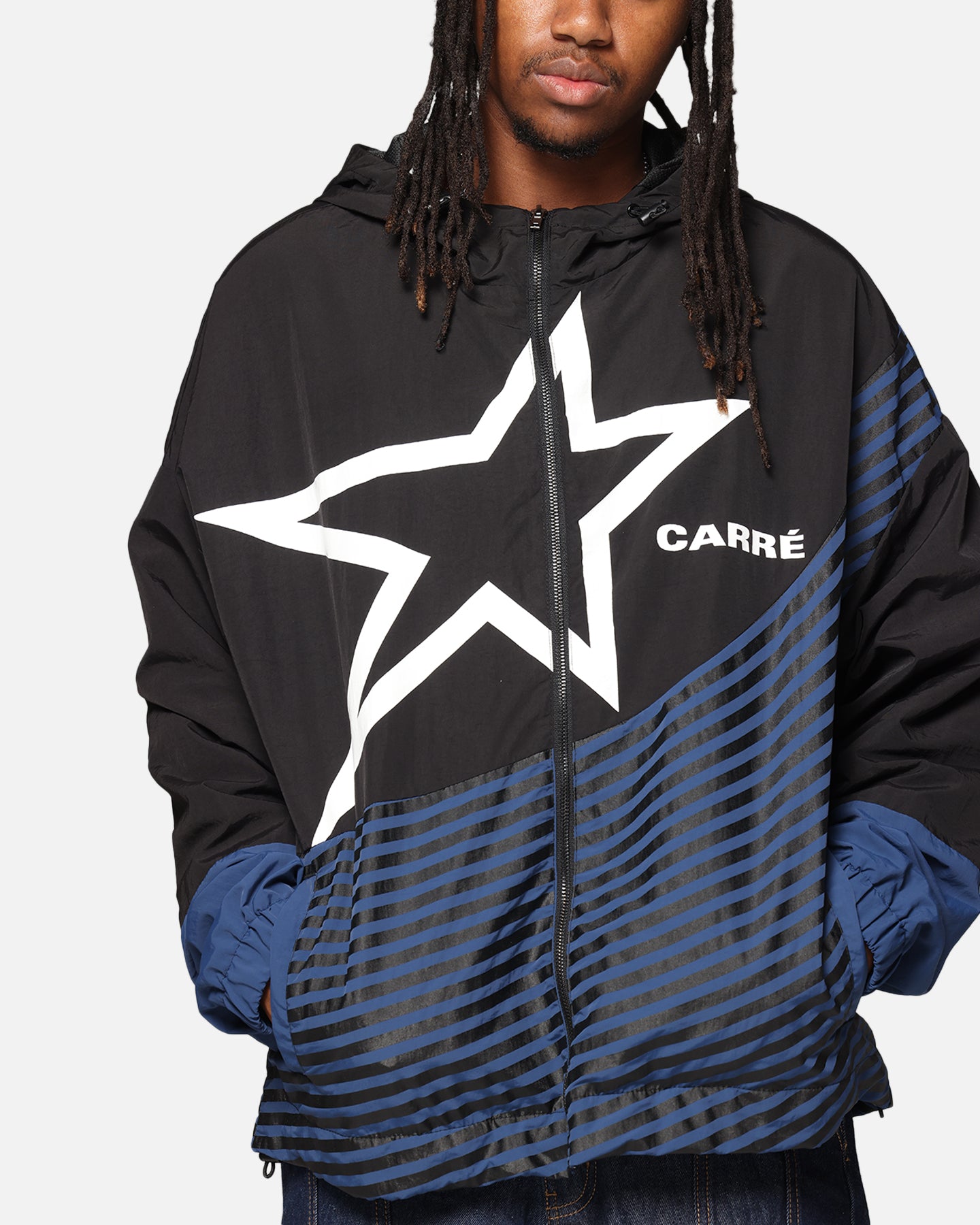 ジャケット・アウター [STAR CRUISE] Windbreaker Carre Star Shooter Windbreaker Jacket Black/Blue | Culture Kings US