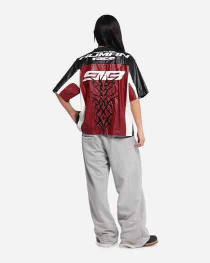 Loiter Vegan Leather Football Top Red/Black