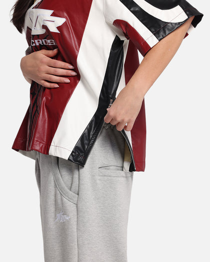 Loiter Vegan Leather Football Top Red/Black