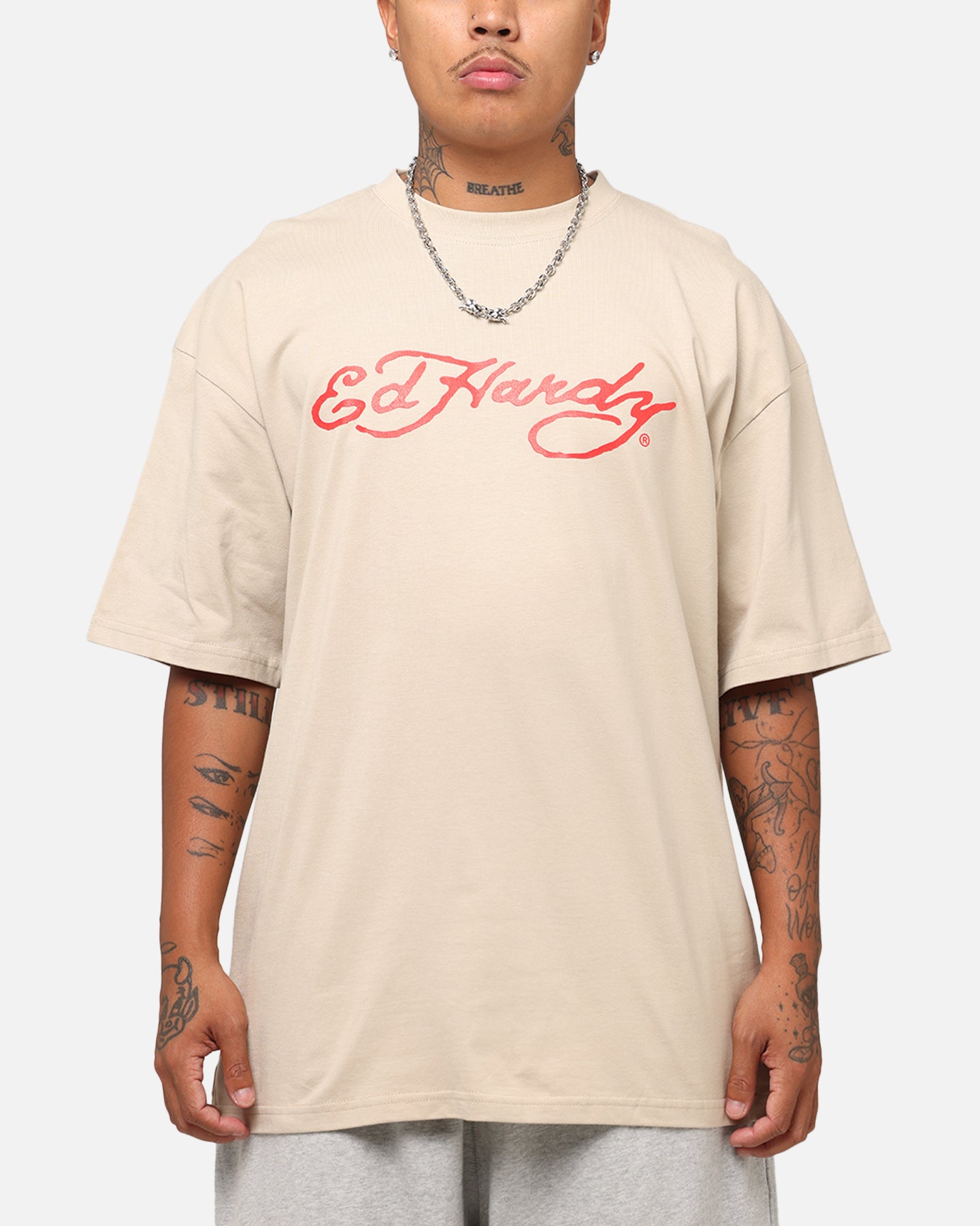 Ed Hardy Flourish Script T-Shirt Stone | Culture Kings US