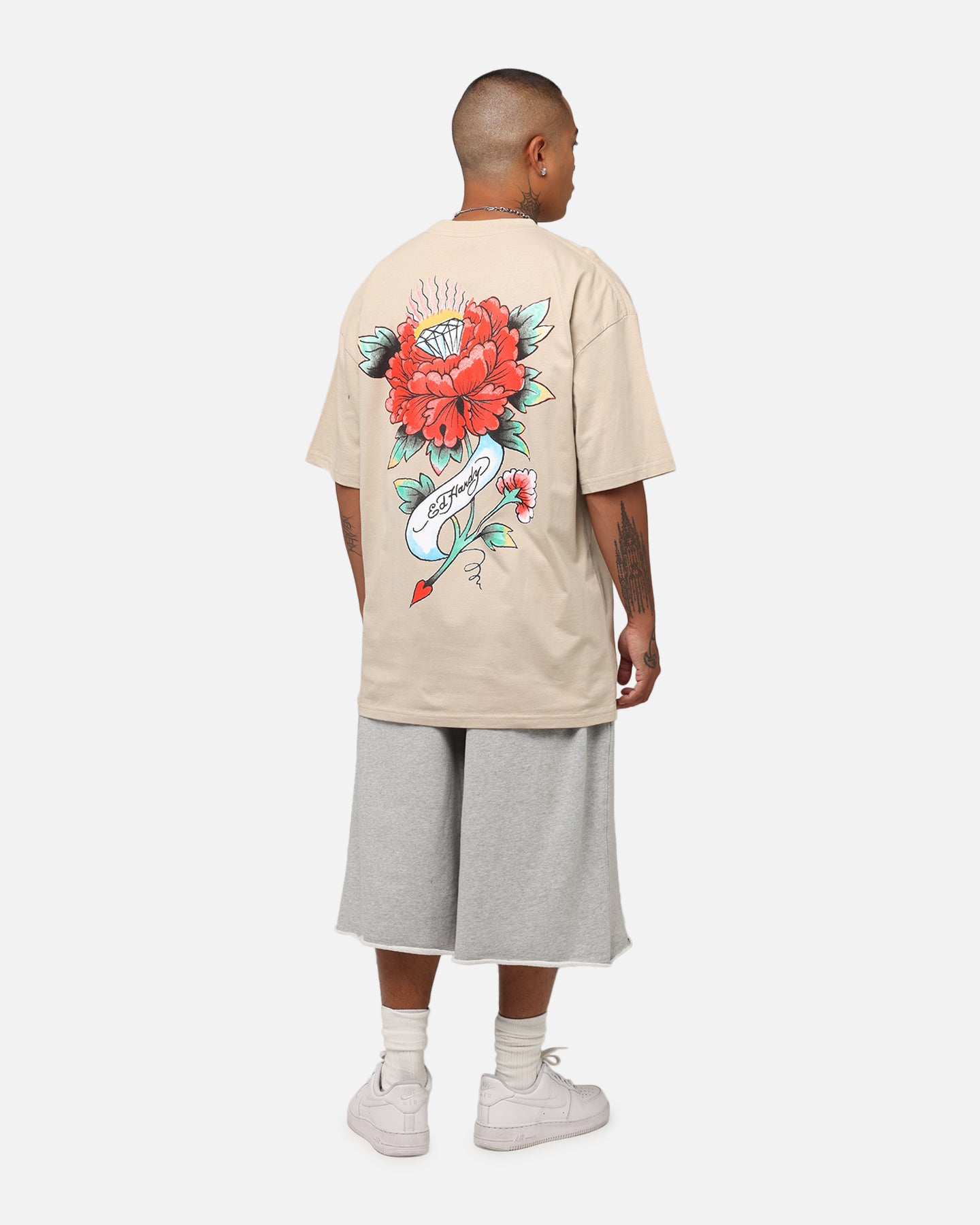 Ed Hardy Flourish Script T-Shirt Stone | Culture Kings US