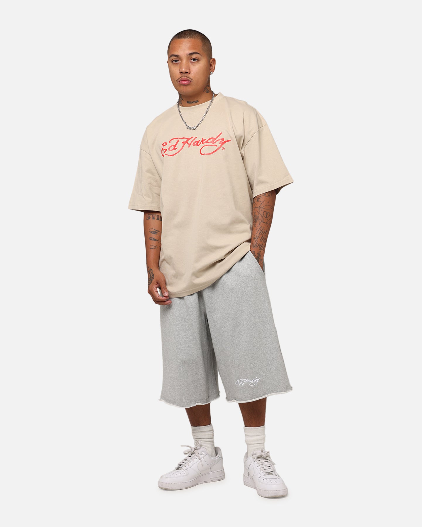 Ed Hardy Flourish Script T-Shirt Stone | Culture Kings US