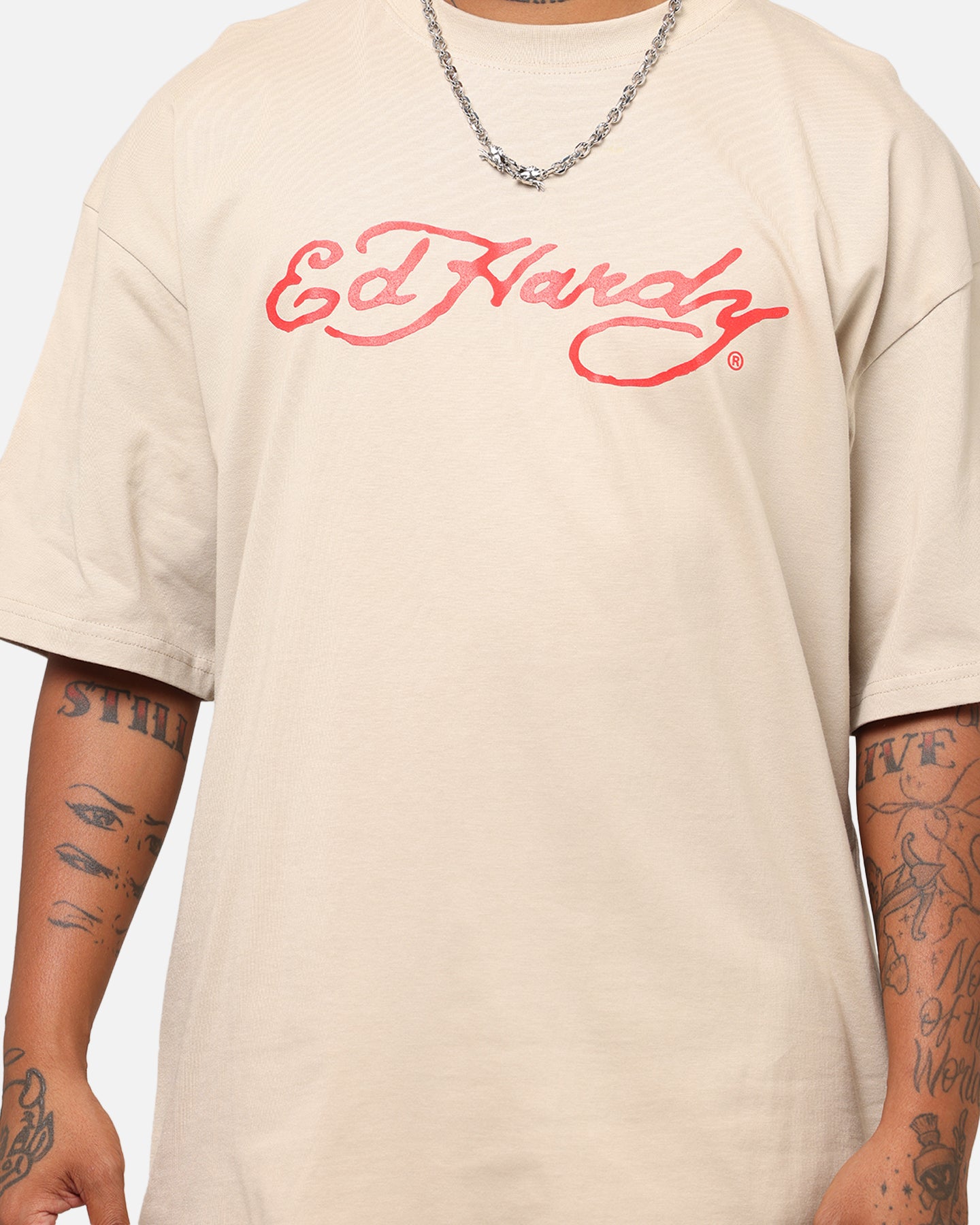 Ed Hardy Flourish Script T-Shirt Stone | Culture Kings US
