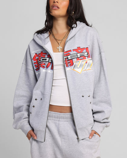 Loiter Fighter Zip Hoodie Grey