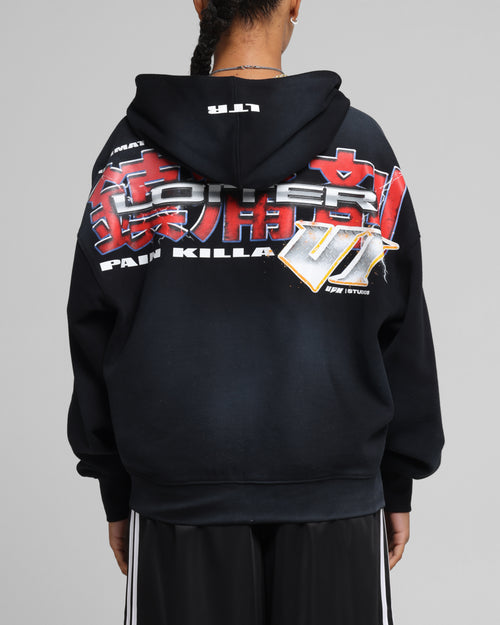 Loiter Fighter Zip Up Hoodie Washed Black