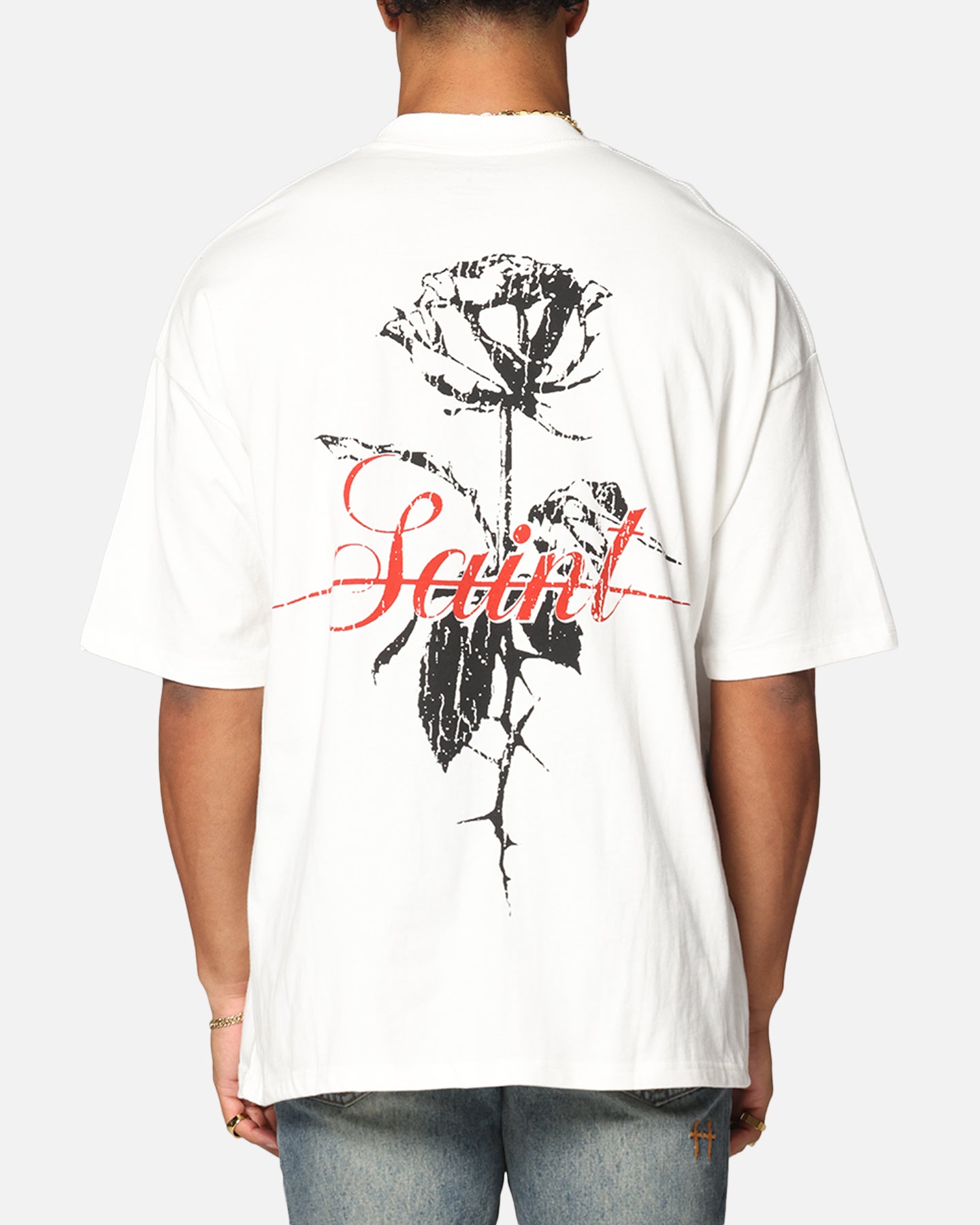 Saint Morta St Valentine Mock Neck T-Shirt Off White | Culture