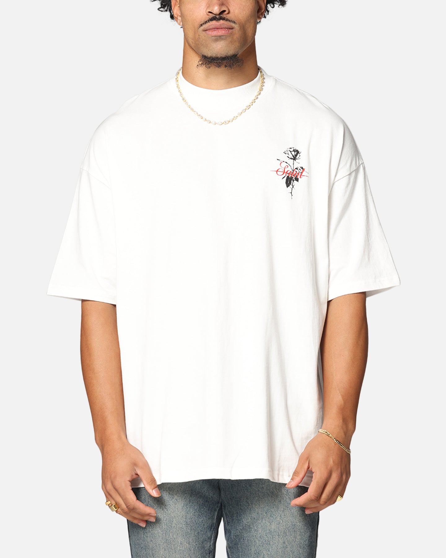 Saint Morta St Valentine Mock Neck T-Shirt Off White | Culture