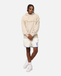 Champion Vintage Logo Sweatshirt Hoodie Oatmeal Heather