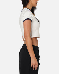 Majestic Athletic Women's New York Yankees Crest Baby T-Shirt Vintage White