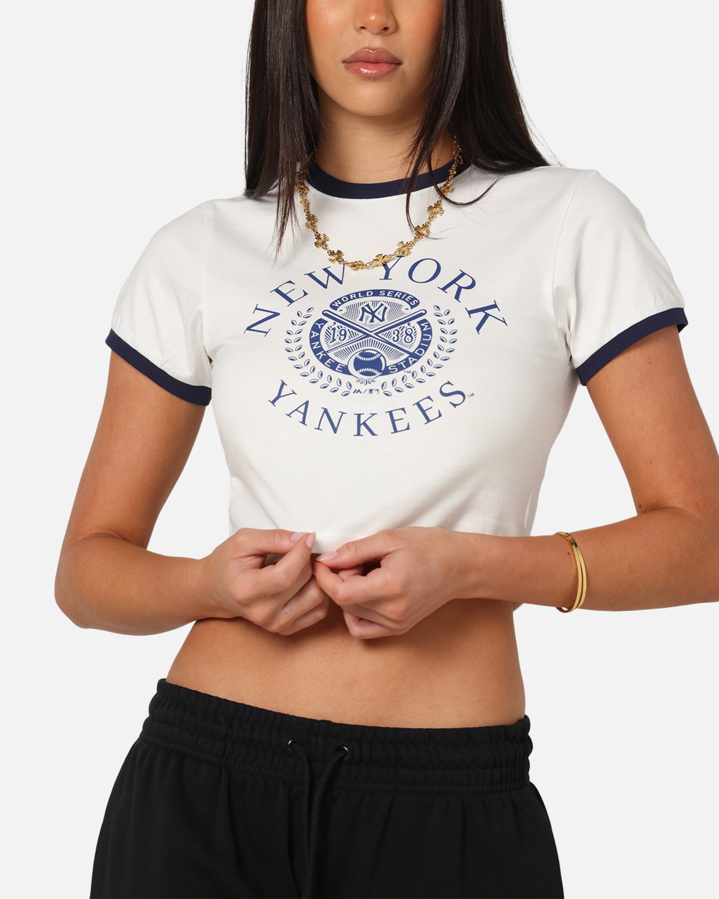 Majestic Athletic Women's New York Yankees Crest Baby T-Shirt