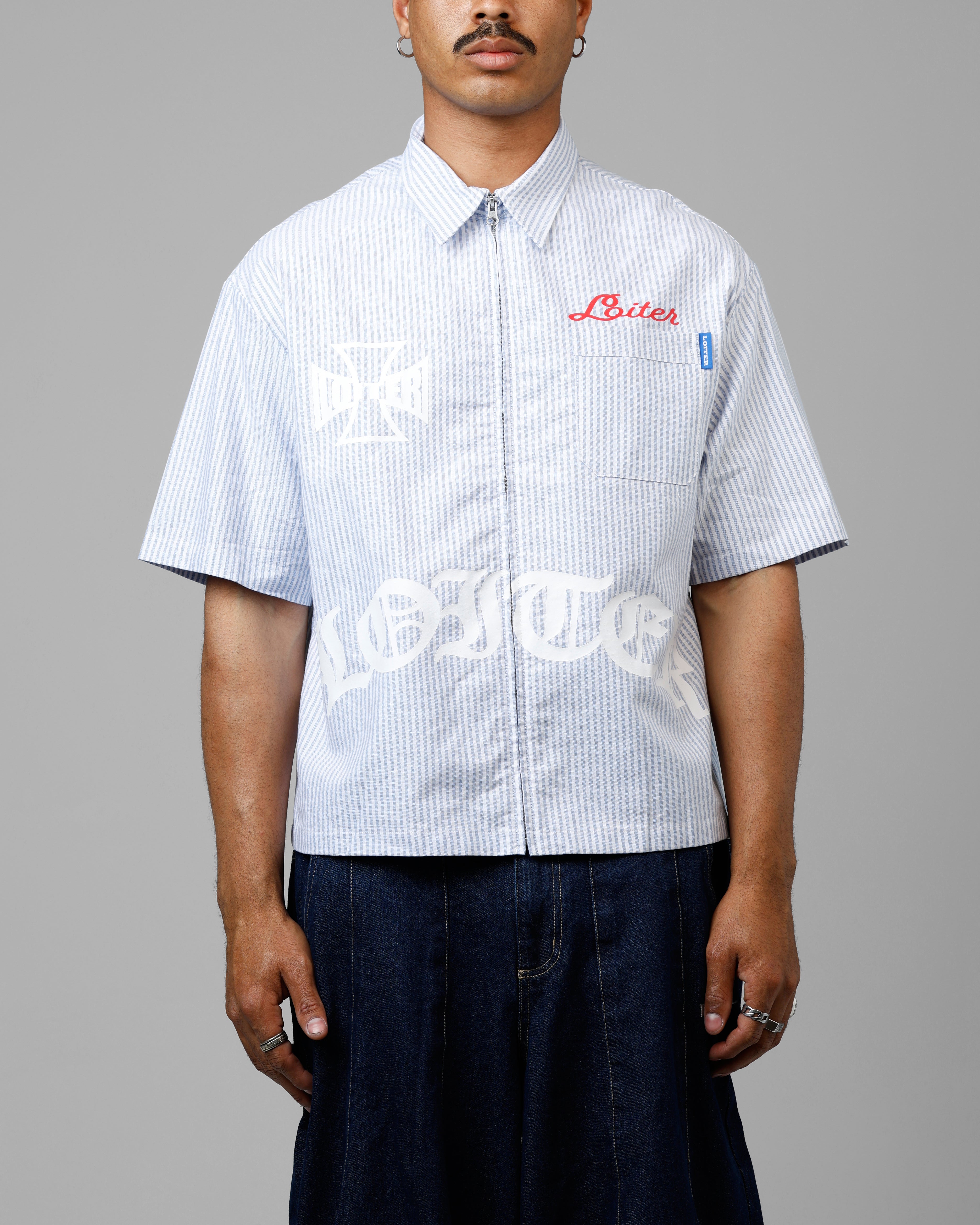 Loiter Chopper Work Shirt Blue/White | Culture Kings US