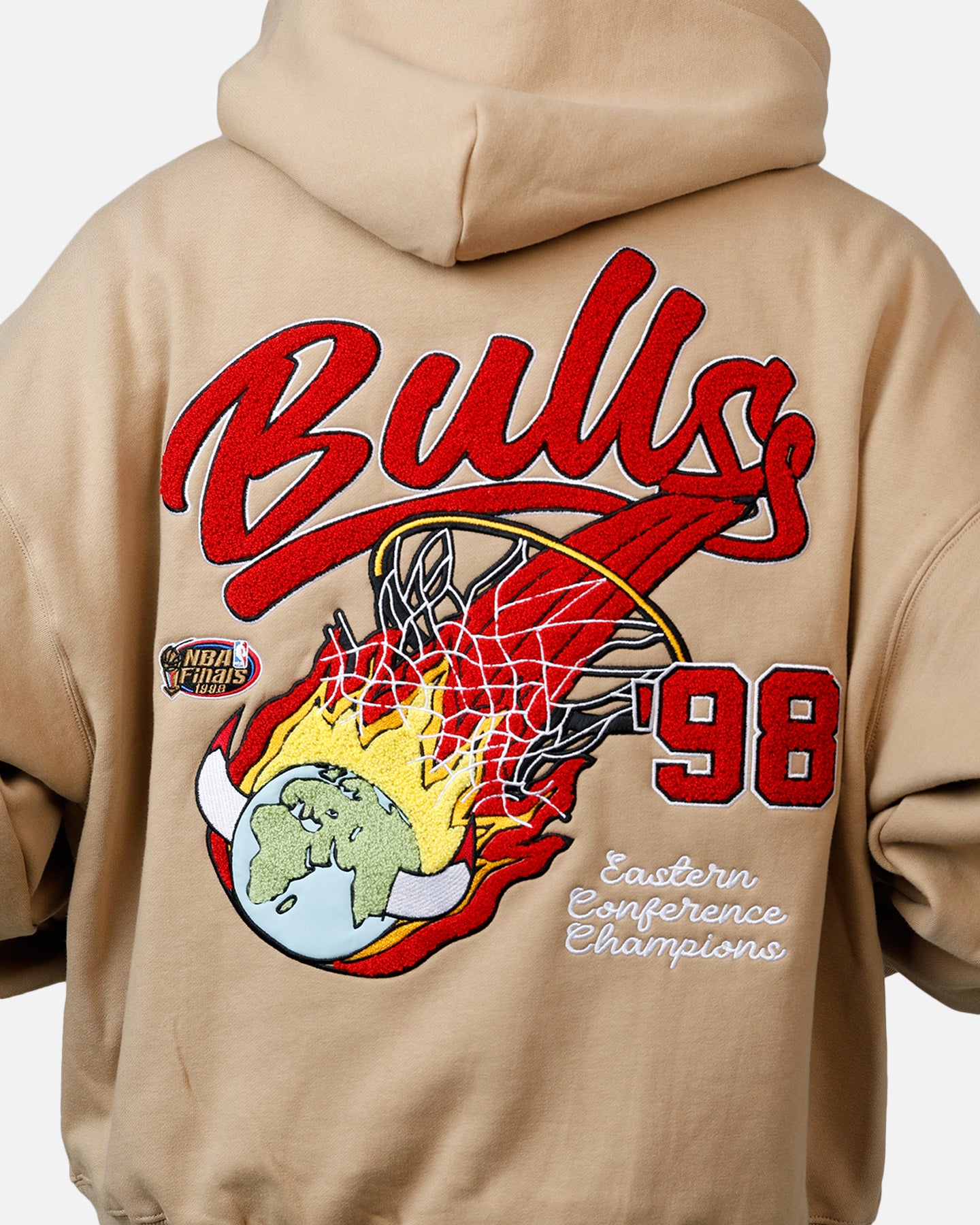 Mitchell & Ness Chicago Bulls Fireball Hoodie Tan | Culture Kings US
