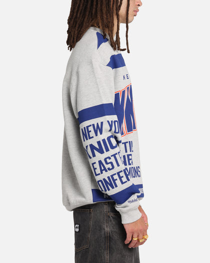 Mitchell & Ness New York Knicks Letterform Crewneck Grey Marle/Official Team Color
