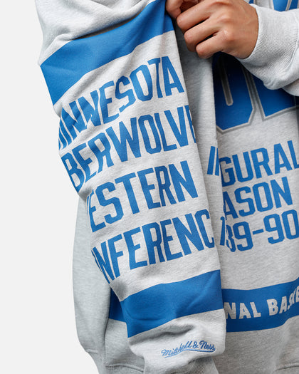 Mitchell & Ness Minnesota Timberwolves Letterform Crewneck Grey Marle/Official Team Color