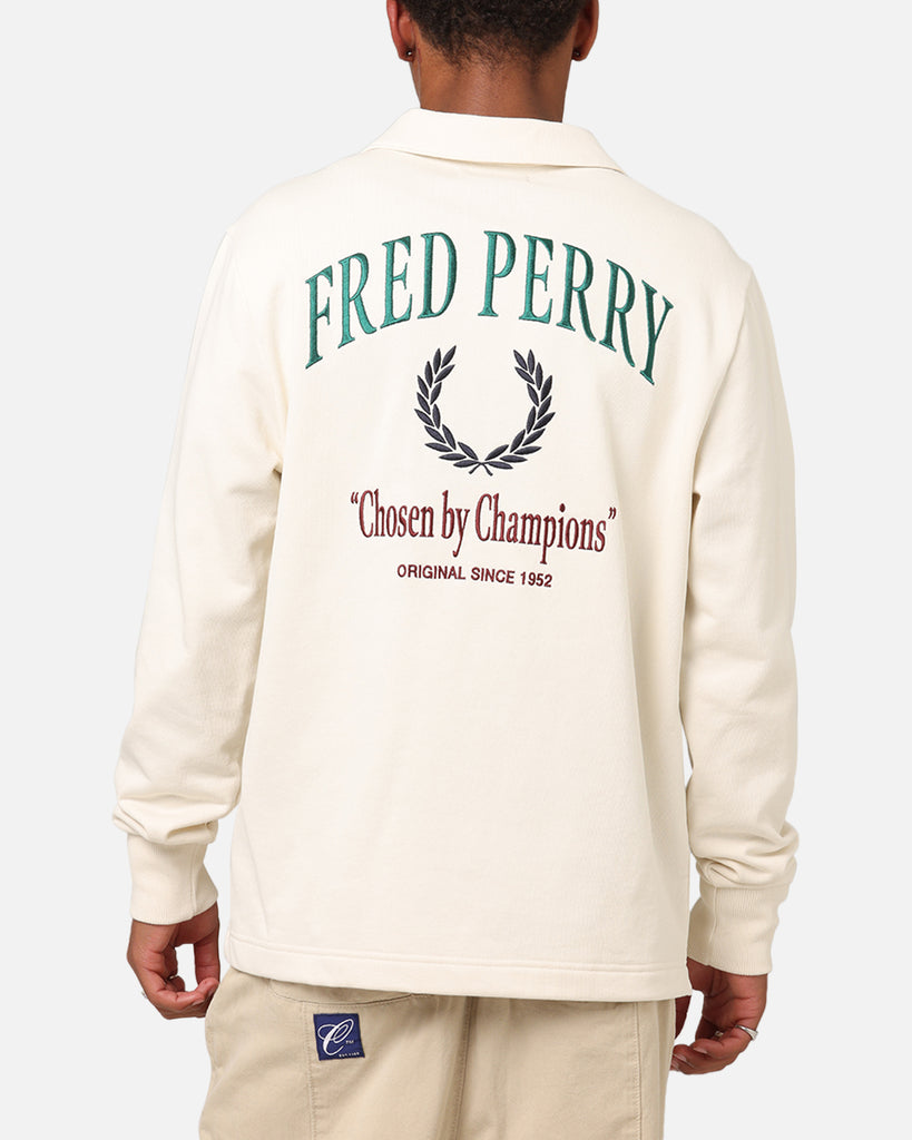 Fred Perry Embroidered Champion Collared Sweatshirt Ecru | Culture