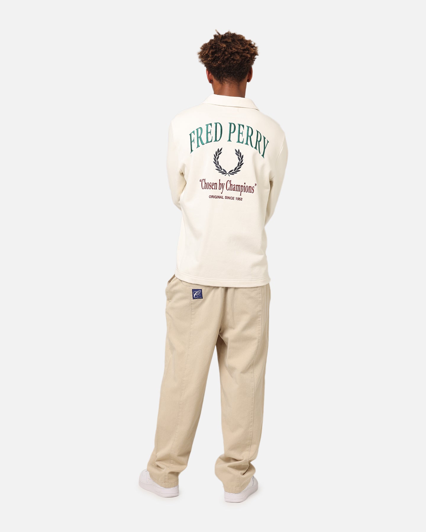 Fred Perry Embroidered Champion Collared Sweatshirt Ecru | Culture