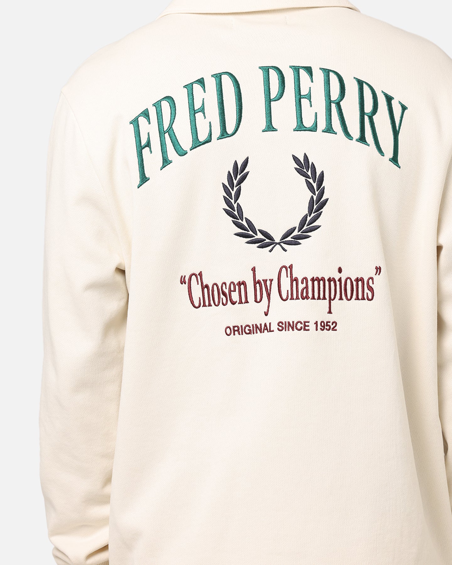Fred Perry Embroidered Champion Collared Sweatshirt Ecru | Culture