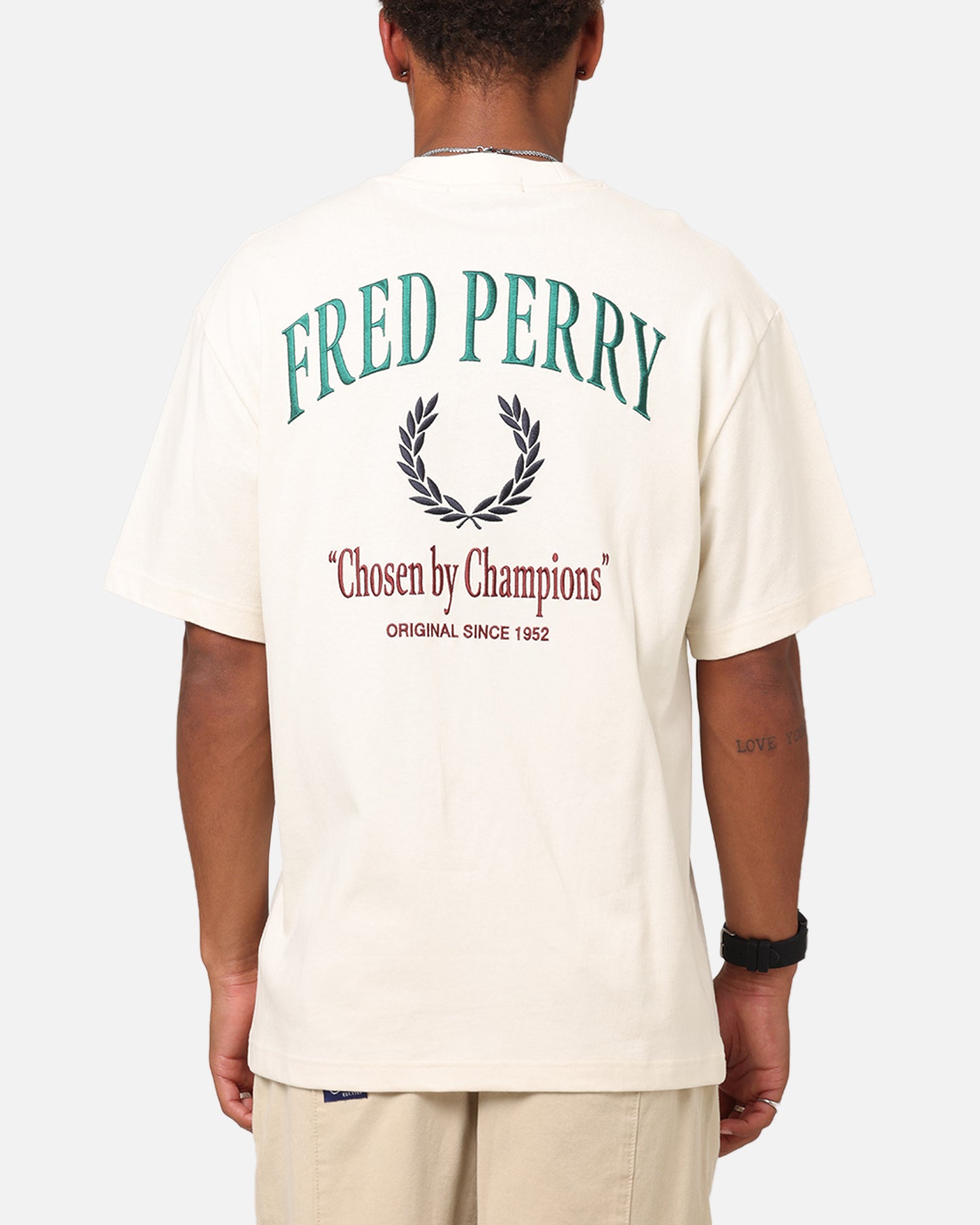 Fred Perry Embroidered Champion T-Shirt Ecru | Culture Kings US