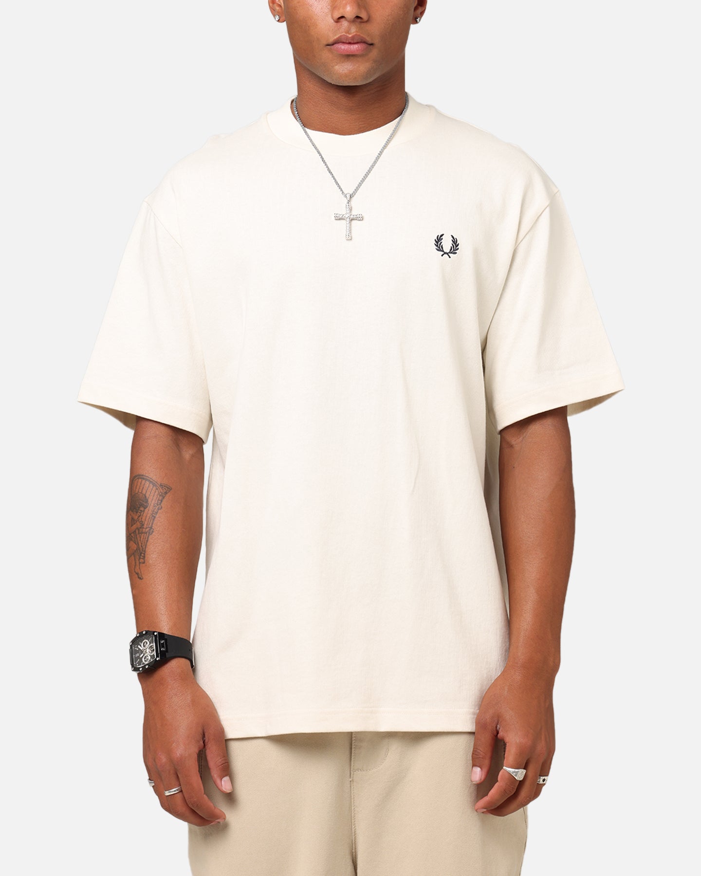 Fred Perry Embroidered Champion T-Shirt Ecru | Culture Kings US