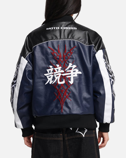 Loiter Tokyo Drift Vegan Leather Jacket Navy