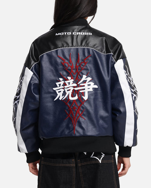Loiter Tokyo Drift Vegan Leather Jacket Navy