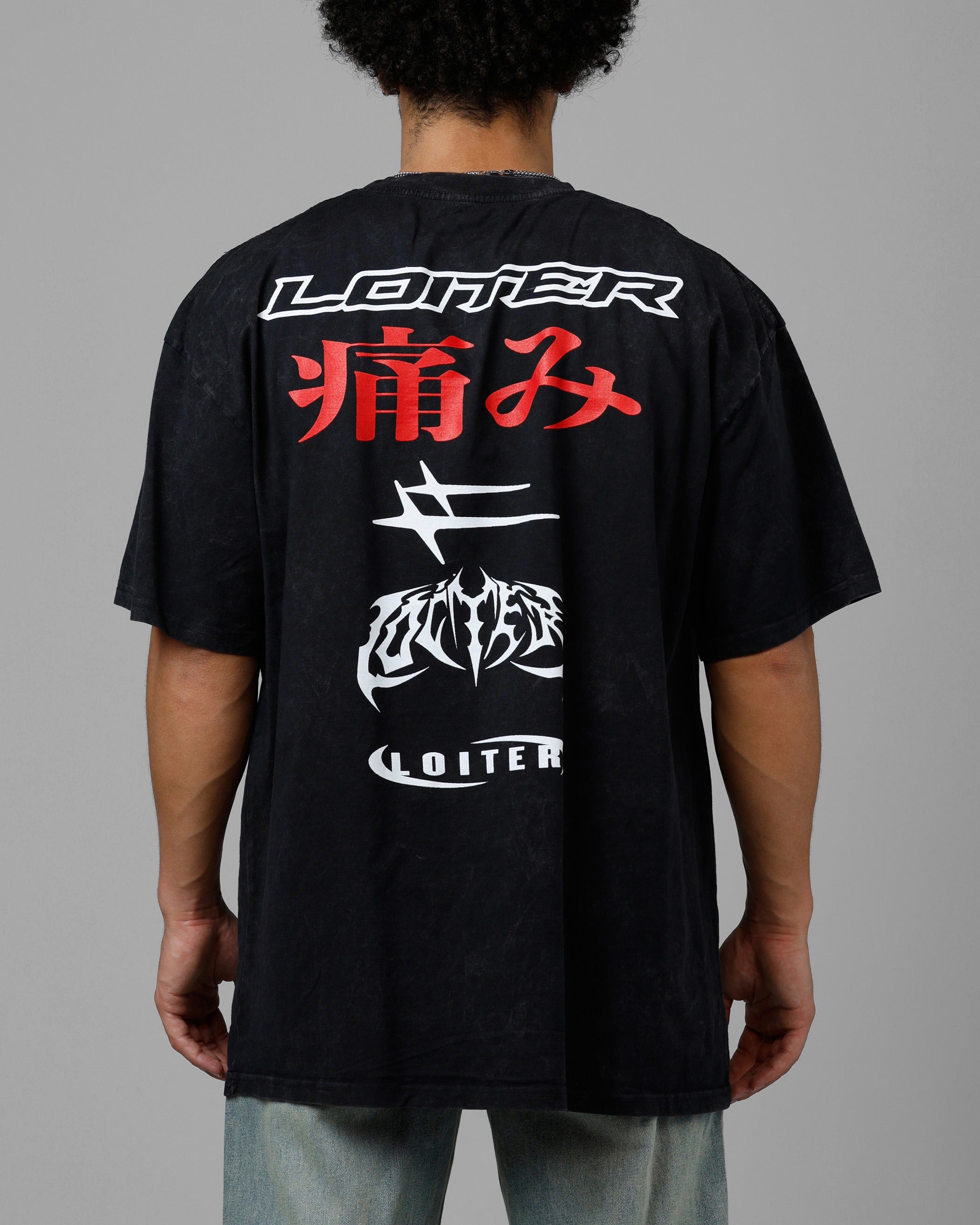 Loiter Pain Vintage T-Shirt Black Acidwash | Culture Kings US