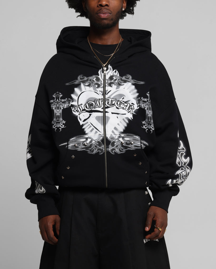 Loiter Hearts Zip Hoodie Black | Culture Kings US