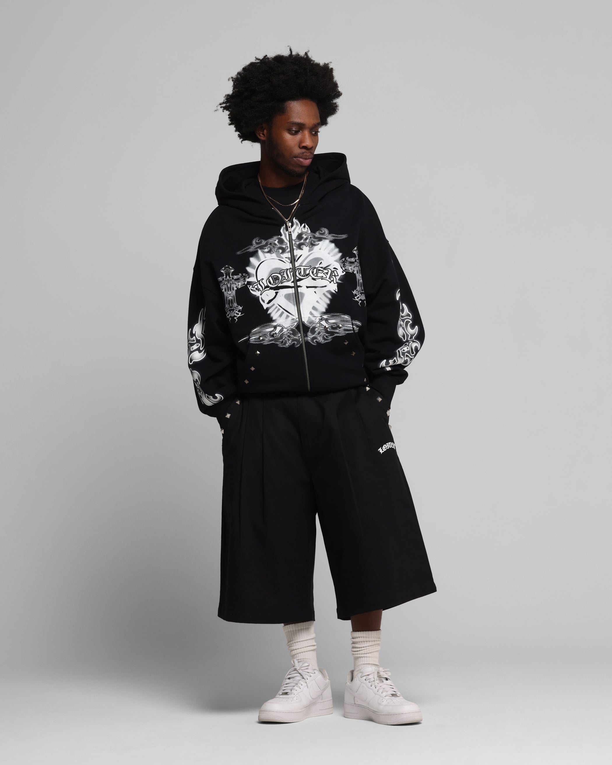 Loiter Hearts Zip Hoodie Black | Culture Kings US