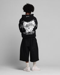 Loiter Hearts Zip Hoodie Black