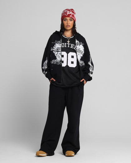 Loiter Hearts Zip Hoodie Black