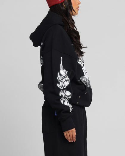 Loiter Hearts Zip Hoodie Black