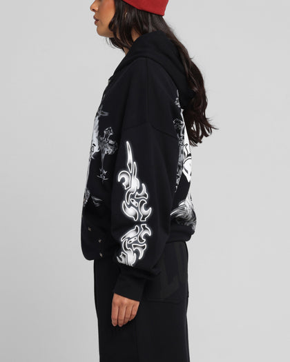 Loiter Hearts Zip Hoodie Black