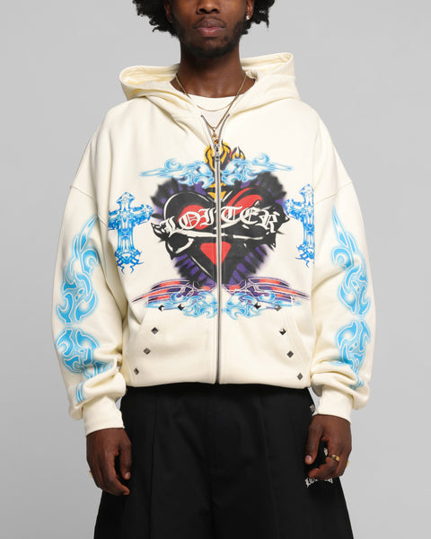 Loiter Hearts Zip Hoodie Off White | Culture Kings US