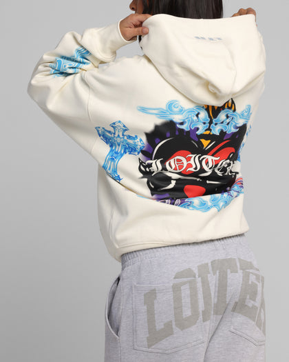 Loiter Hearts Zip Hoodie Off White