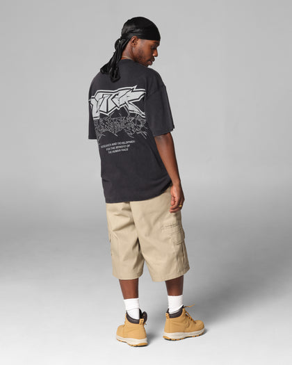 Loiter Runway T-Shirt Black Acidwash