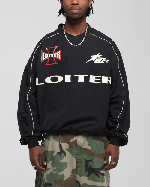 Loiter Racer Nylon Jersey Crewneck Black
