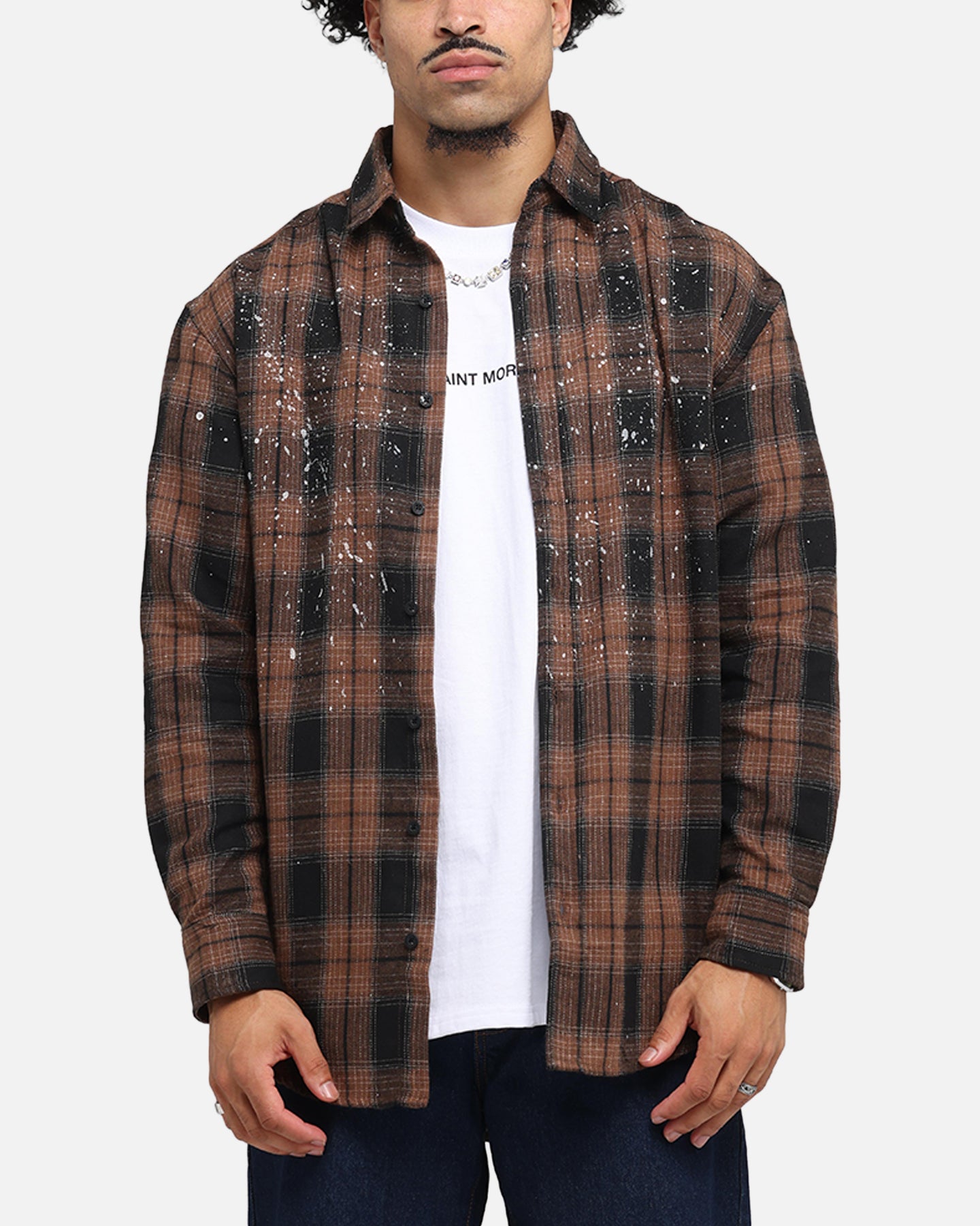 Saint Morta Spray Long Sleeve Flannel Shirt Brown | Culture Kings US
