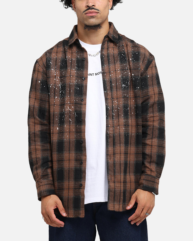Saint Morta Spray Long Sleeve Flannel Shirt Brown | Culture Kings US