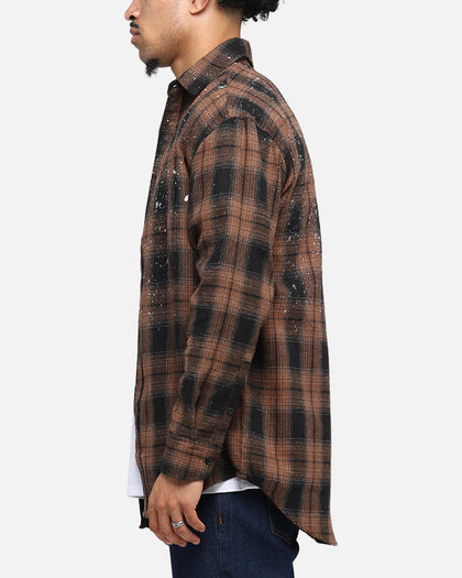 Saint Morta Spray Long Sleeve Flannel Shirt Brown