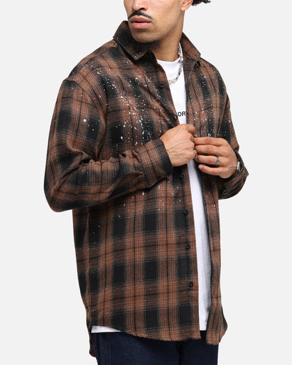Saint Morta Spray Long Sleeve Flannel Shirt Brown