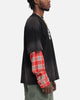 Loiter Layered Flannel T-Shirt Black/Red