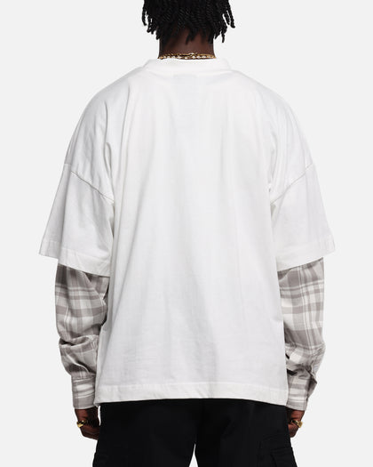 Loiter Layered Flannel T-Shirt Cream