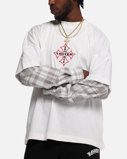 Loiter Layered Flannel T-Shirt Cream