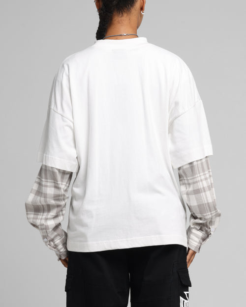 Loiter Layered Flannel T-Shirt Cream