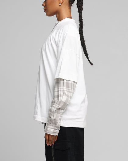 Loiter Layered Flannel T-Shirt Cream