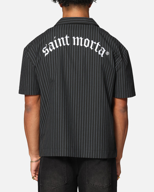 Saint Morta Gothic Pinstripe Button Up Shirt Black