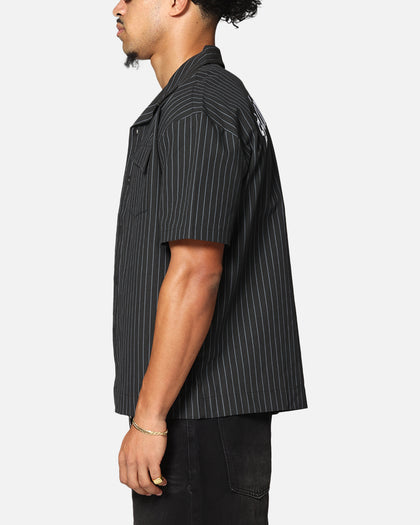 Saint Morta Gothic Pinstripe Button Up Shirt Black