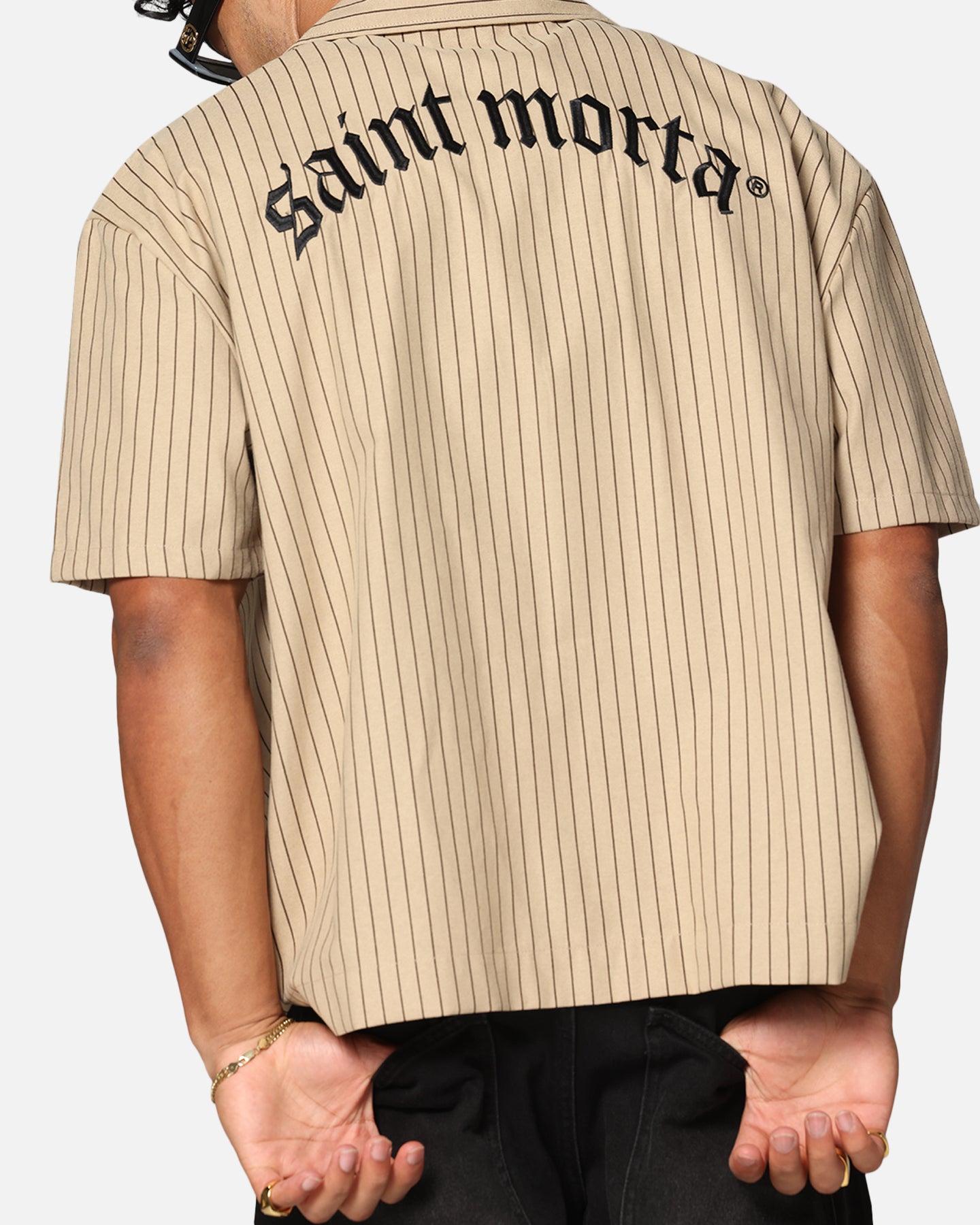 Saint Morta Gothic Pinstripe Button Up Shirt Tan | Culture Kings US